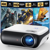 HAPPRUN Native 1080P Bluetooth Mini Projector, Full HD Portable Outdoor Movie Projector with Built-in Speaker, Compatible with Smartphone, HDMI, USB, AV, Fire Stick, PS5 for Home, Bedroom, Outdoor Use