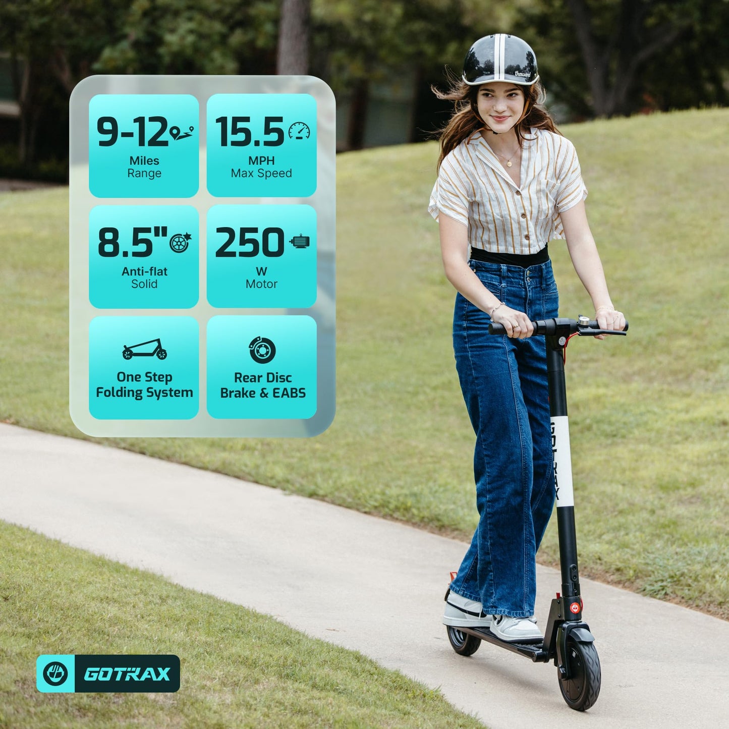 Gotrax GXL V2 Electric Scooter, 8.5" Solid Tire, Max 12 Mile and 15.5Mph Speed Power by 250W Motor, Lightweight 25.95lb, Cruise Control Aluminum Alloy Frame Foldable Commuting Escooter for Adults