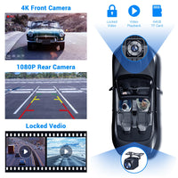 HAUXIY Wireless Apple Carplay Screen for Car 4K Dash Cam, 9" Portable Apple Carplay & Android Auto Car Stereo, with 1080p Backup Camera, GPS Navigation/Mirror Link/Voice Control/Bluetooth