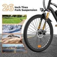Fcgeoi Electric Bike, 750W Peak Motor, 60+ Miles Range & 20MPH, Removable Battery, 26" Tires, Dual Disc Brake, Shock Absorber, Commuting Electric Bikes for Adults