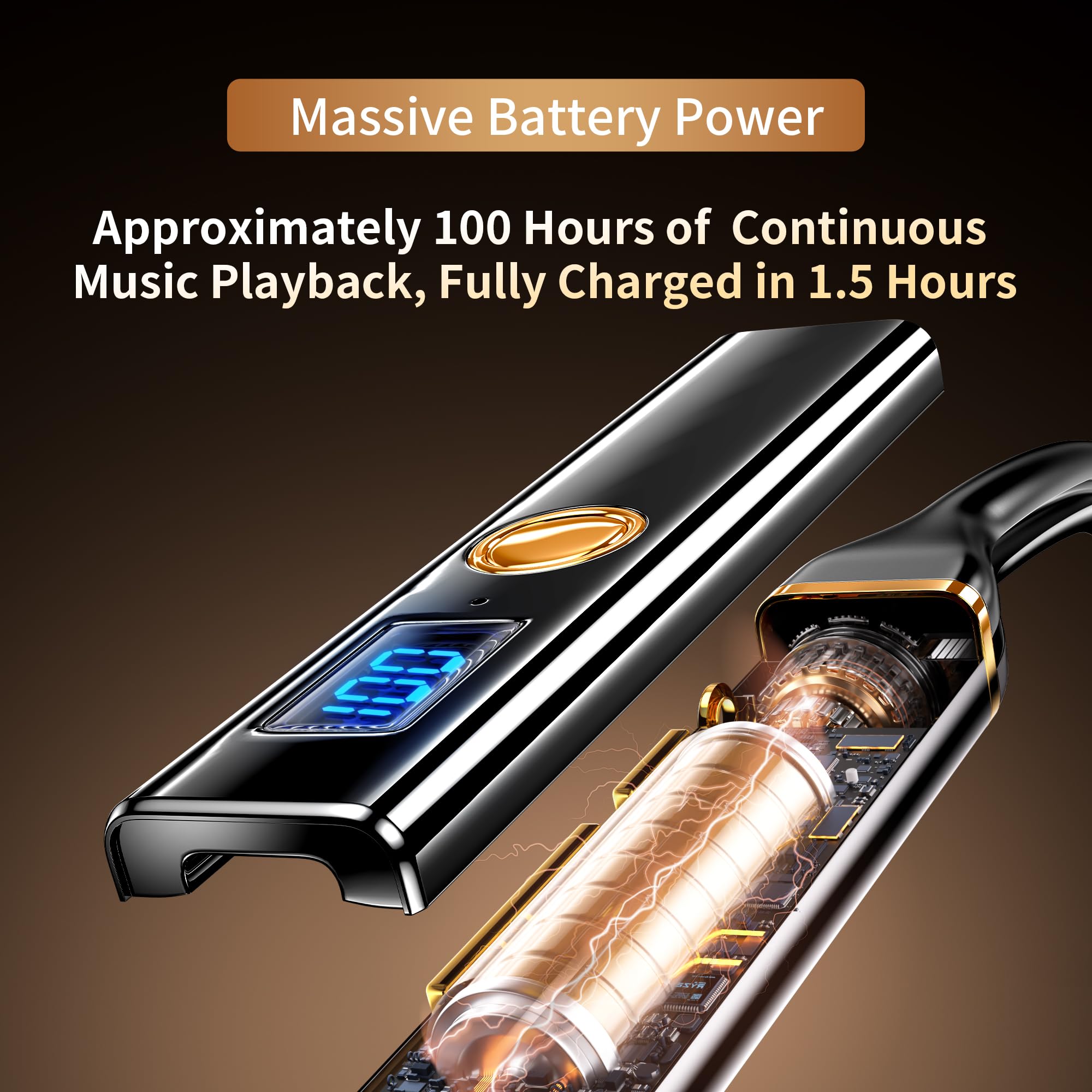 Kshttky Neckband Wireless Earbuds Around The Neck,Bluetooth V5.4 Headphones, 4-Driver Stereo Sound, 100 Hours Playtime, in-Ear with Mic for Sports, Fitness, Outdoor & Work (Black)