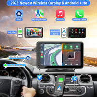 Portable Wireless with Apple CarPlay and Android Auto Screen for Car, 7" HD Touch Screen Car Stereo with Mirror Link, Bluetooth 5.2, Backup Camera, AUX,FM Transmitter for All Vehicle