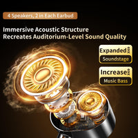 Kshttky Neckband Wireless Earbuds Around The Neck,Bluetooth V5.4 Headphones, 4-Driver Stereo Sound, 100 Hours Playtime, in-Ear with Mic for Sports, Fitness, Outdoor & Work (Black)