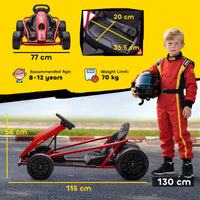 Aosom 24V 8.1 MPH Electric Go Kart, Drifting Car Battery Powered Ride on Toy Outdoor with Slow Start, Music, Horn Honking and Safety Belt, for 8-12 Years Old, Red