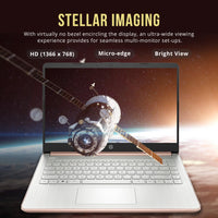 HP Stream 14" HD BrightView Laptop, Intel Processor N150, 16GB RAM, 416GB Storage (128GB eMMC + 288GB Docking Station Set), Intel UHD Graphics, 720p Camera, Wi-Fi, 1 Year Office 365, Win 11 S, Gold