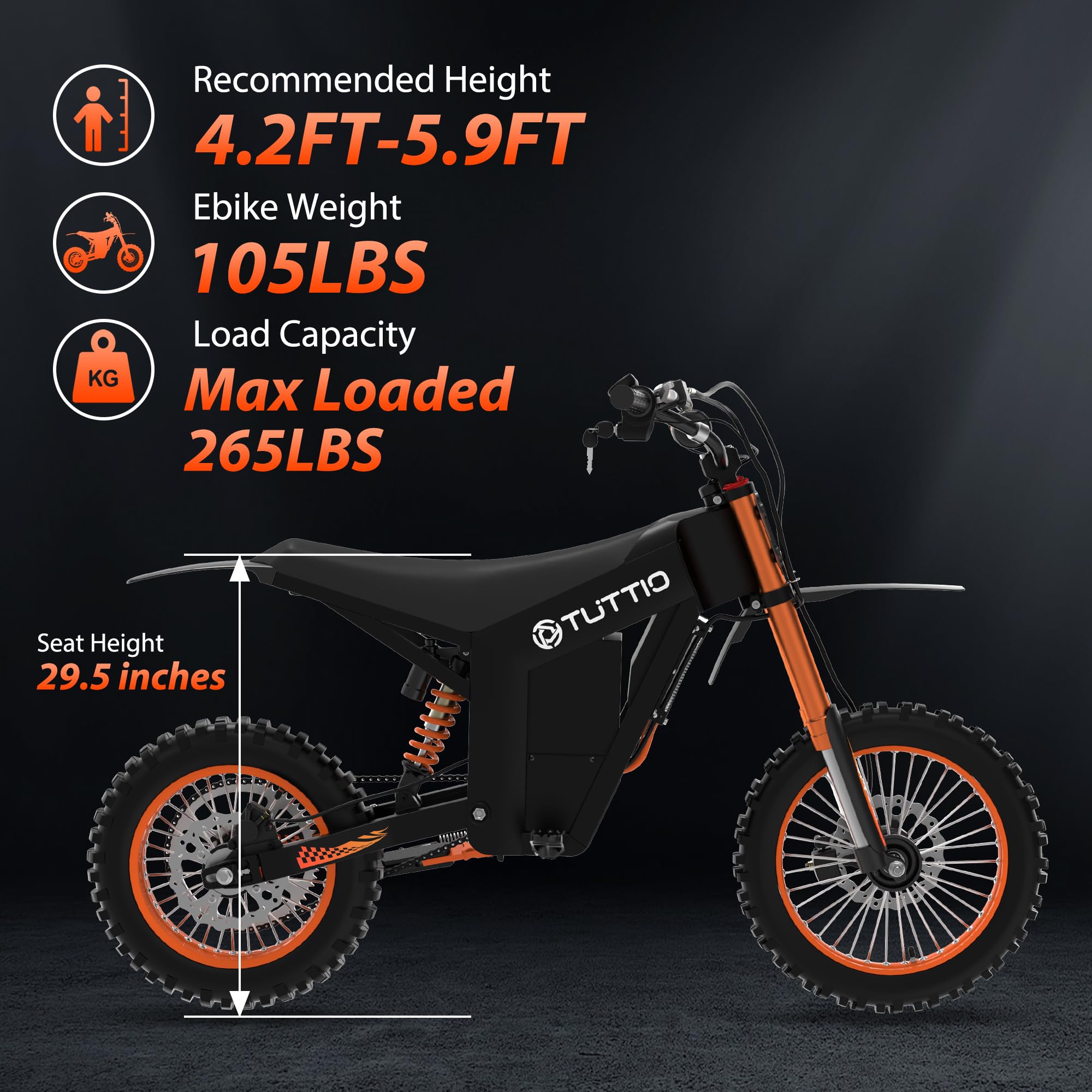Tuttio Soleil01 Electric-Dirt-Bike for Teens Adults, 14"/12" Fat Tire 2000W Electric-Motorcycle with 48V 21AH Battery Ebike 37MPH Hydraulic Brakes Mountain Off-Road EBike Fit Age 13+