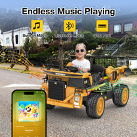 ANPABO 24V Ride On Dump Truck, 2X75W Powerful Motors, Up to 4.4Mph, EVA Tires, Construction Vehicle w/Electric Dump Bed and Extra Shovel, 19" Spacious Seat, Kids Car w/Parent Remote -Yellow