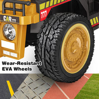 ANPABO 24V Ride On Dump Truck, 2X75W Powerful Motors, Up to 4.4Mph, EVA Tires, Construction Vehicle w/Electric Dump Bed and Extra Shovel, 19" Spacious Seat, Kids Car w/Parent Remote -Yellow