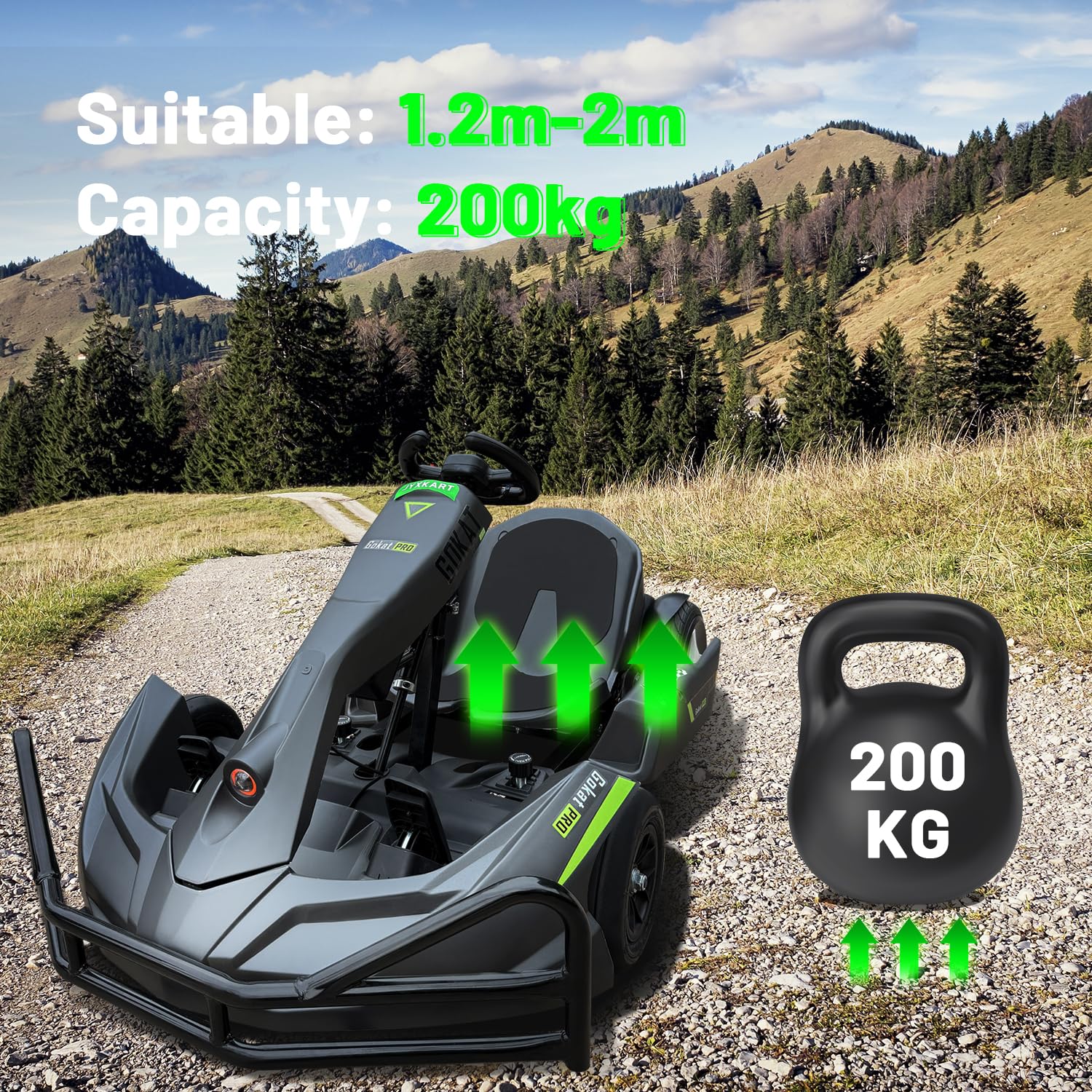 JYXKART Go Karts for Adults, PRO Electric Go Kart Build in 1500W*2 AC Brushless Motor with 54V8A Removable Lithium Battery and Handbrake, 40km/h High Speed Drifting Gokart for Ages 14+ Up to 2m/200kg
