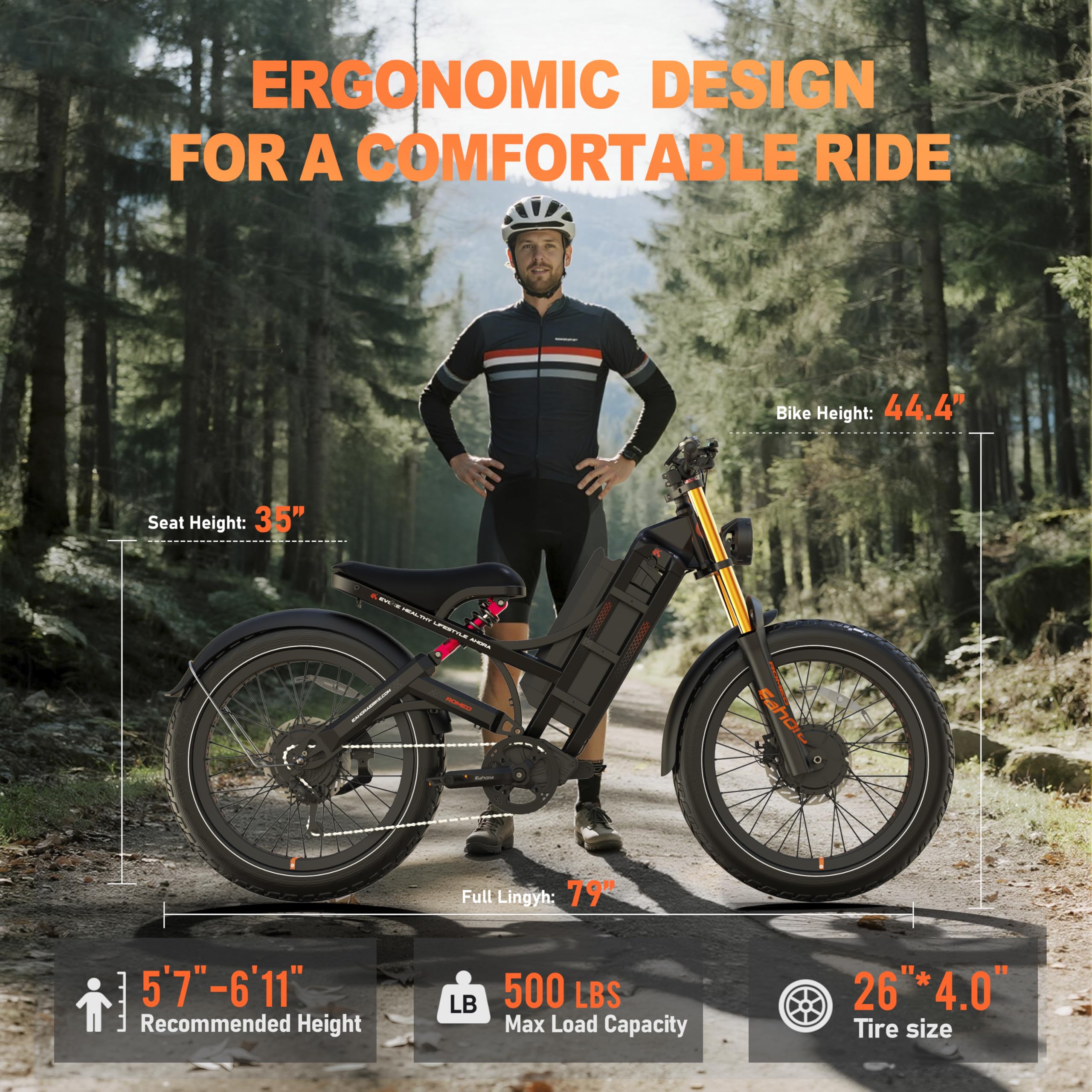 eAhora Romeo Pro 3 Peak 5600W Electric Bike for Adults 50Mph, 60V 80Ah Battery 250 Miles,Long Range Dual Motors Ebike,26"*4.0 Fat Tire Full Suspension,UL 2849 (Romeo Pro Iii+Rear Rack+Basket, Green)