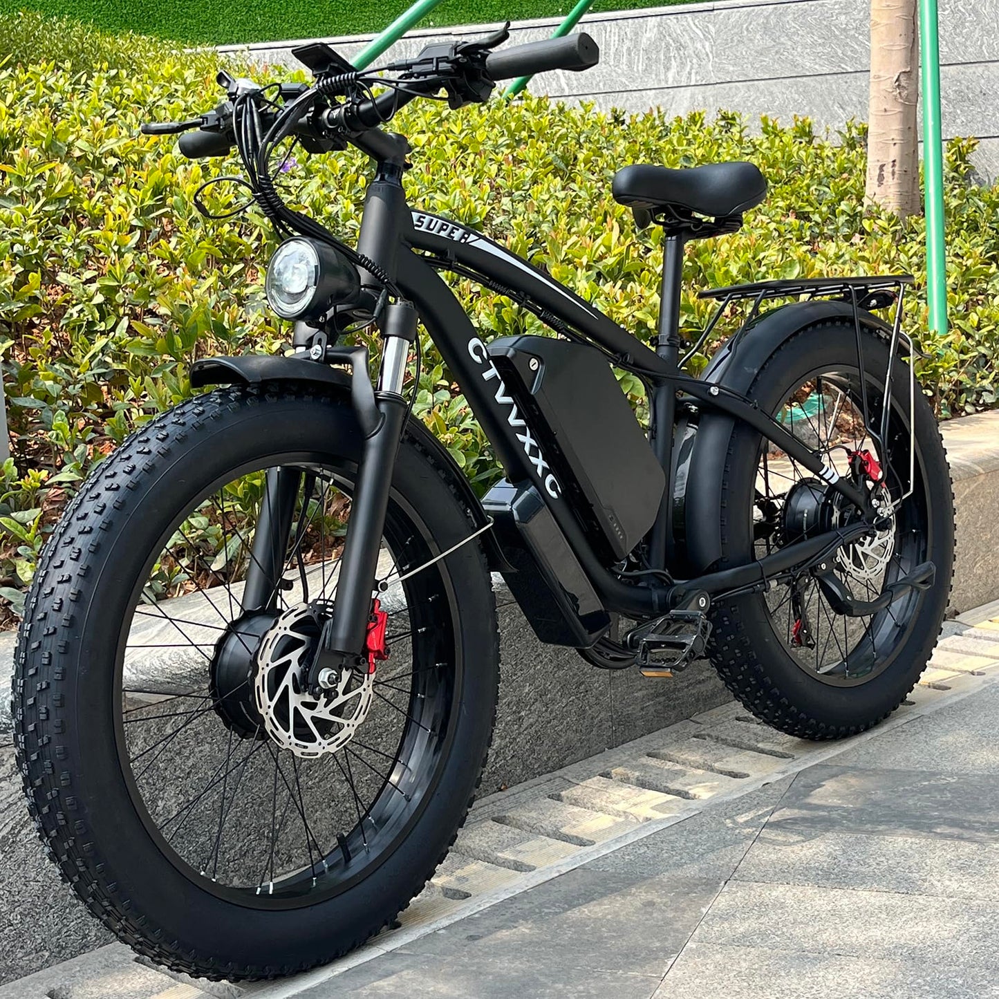 6000W Peak Dual Motor Ebike for Adults - 52V 34Ah Fast Electric Bike for Men Women 45 MPH,Up to 100 Miles,24" Fat Tire Lockable Suspension Electric Bicycle for Snow Off-Road Commuter Mountain E-Bike