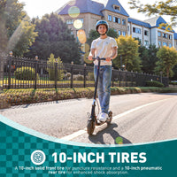 CYBERGOING Electric Scooter with 430W Peak Motor for Adults, 10" Shock Absorbing Tires, Up to 17-Mile Range & 19 MPH Speed Portable Folding Commuting E Scooter with Dual Breaking System - Volt-Edge Technologies®