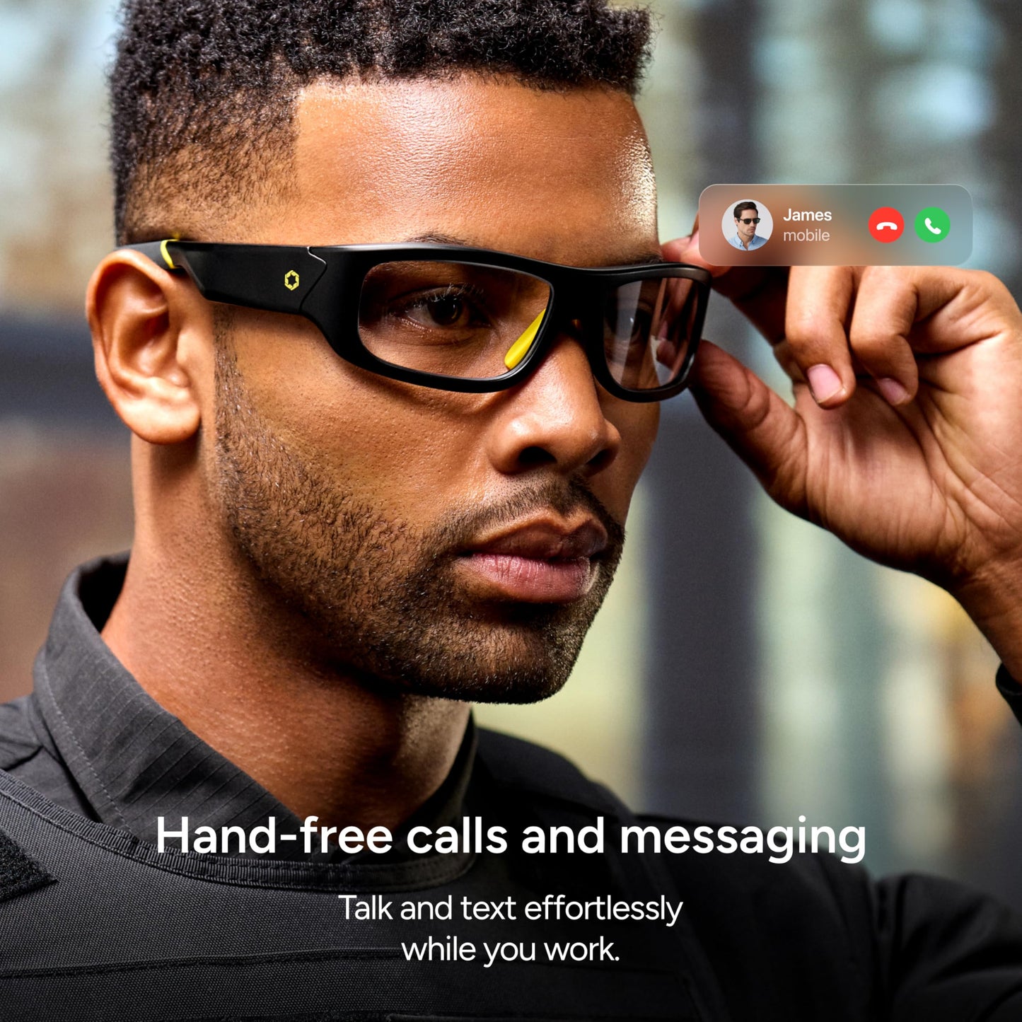 Lucyd Armor Smart Safety Glasses for Men & Women, TR90 Frame, Bluetooth Smart Safety Glasses with Light Adaptive Lenses, Open Ear Speakers & Microphone - ANSI Z87.1 (Standard)