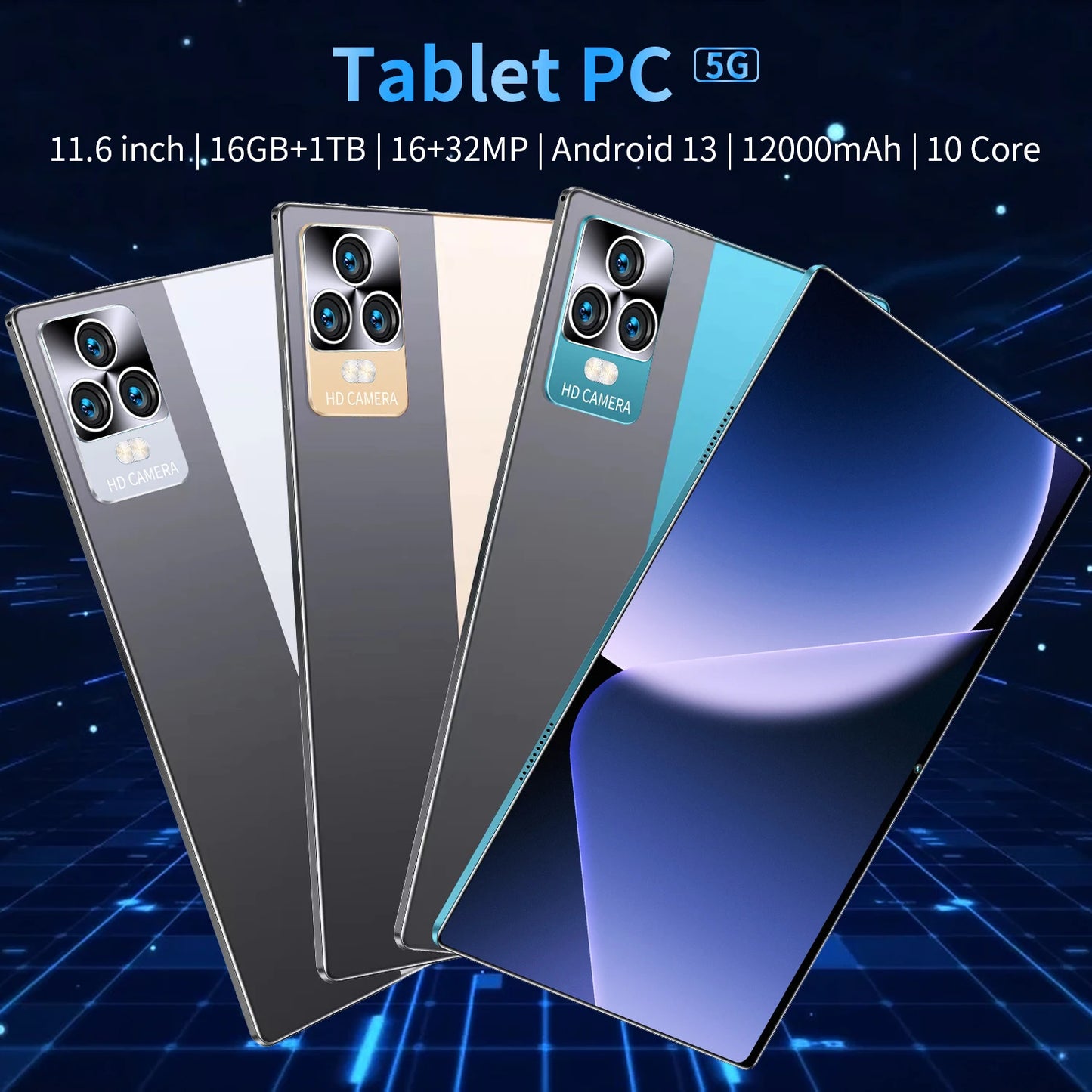 2025 Global Version 10.36 Inch Android 13.0 Tablet Android 16GB Ram 1TB Rom 16MP 32MP 12000mAh Network Bluetooth 5G WIFI Tablets