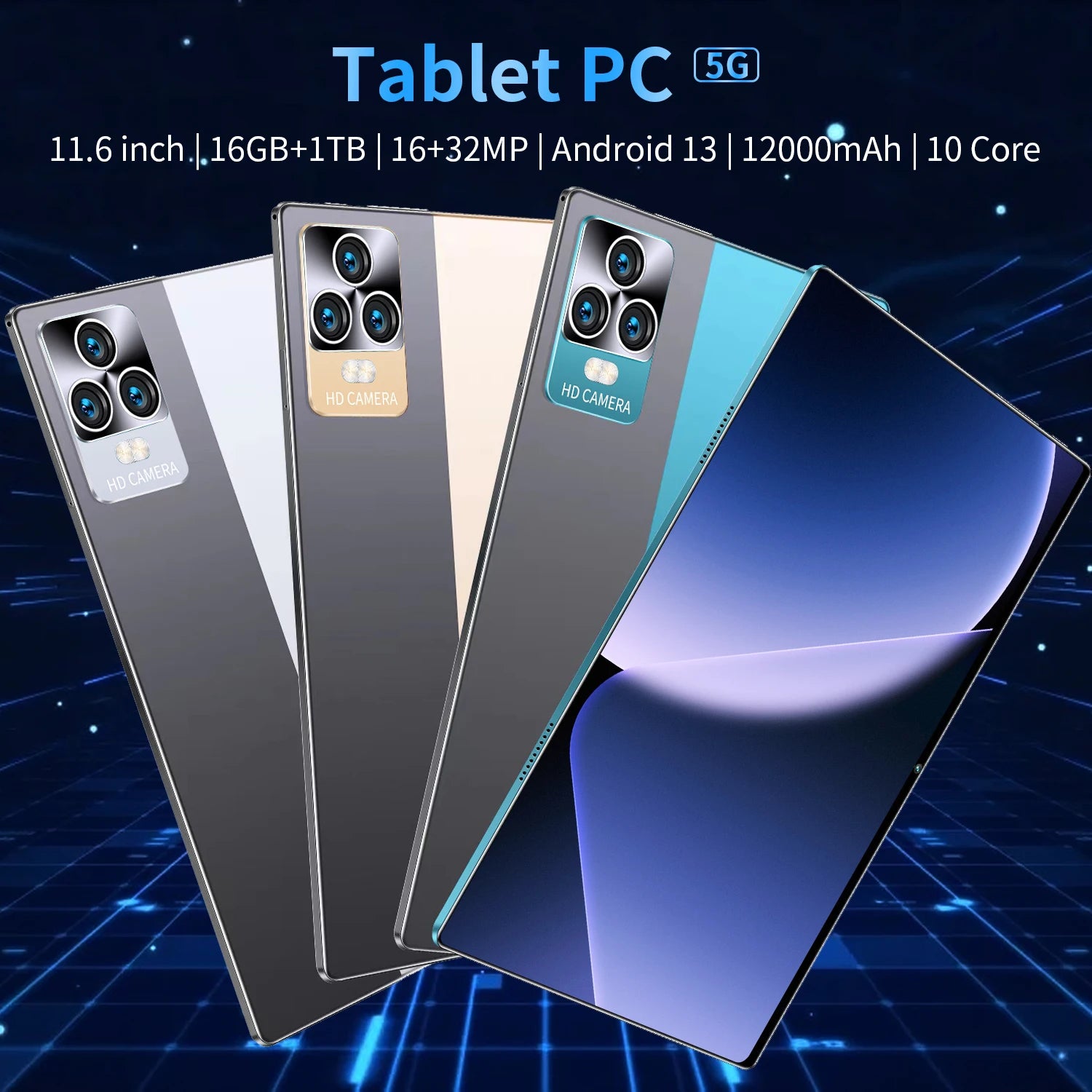 2025 Global Version 10.36 Inch Android 13.0 Tablet Android 16GB Ram 1TB Rom 16MP 32MP 12000mAh Network Bluetooth 5G WIFI Tablets