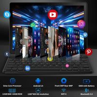 A10L 10 Inch Android Tablet 12GB RAM 64GB ROM IPS HD Touch Screen with Keyboard Case Mouse Stylus 8 in 1 Tablet Kit