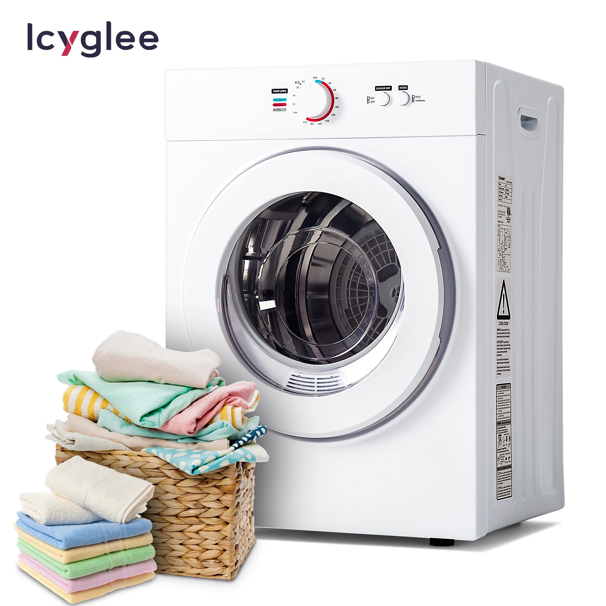 ICYGLEE Compact Dryer 1.8 cu. ft. Portable Clothes Dryers Four Function Small Dryer Machine Suitable for Apartments Dorm RVs
