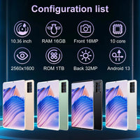 2025 New 5G Tablet Android 13.0 10.36Inch 16GB RAM 1TB ROM Tablets 16MP 32MP 12000mAh 10Core WiFi Bluetooth Network Tablet GPS