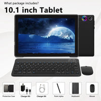A10L 10Inch Tablet Android 14 12GB RAM 64GB ROM 1TB Expand WiFi6 Face Unlock HD IPS Screen Keyboard Mouse Stylus For PC Pad Gift