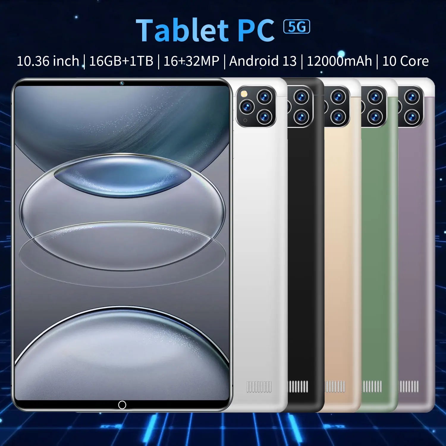 2025 Global Version 10.36 Inch Android 13.0 Tablet Android 16GB Ram 1TB Rom 16MP 32MP 12000mAh Network Bluetooth 5G WIFI Tablets