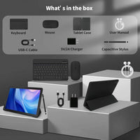 A10L 10 Inch Android Tablet 12GB RAM 64GB ROM IPS HD Touch Screen with Keyboard Case Mouse Stylus 8 in 1 Tablet Kit