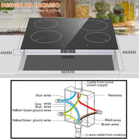 Ceramic Hob 60cm, Karinear Ceramic Glass Cooktop 4 Zones, 6000W Built-in, 220-240V, No Plug, Safety Lock, Timer, Touch Control
