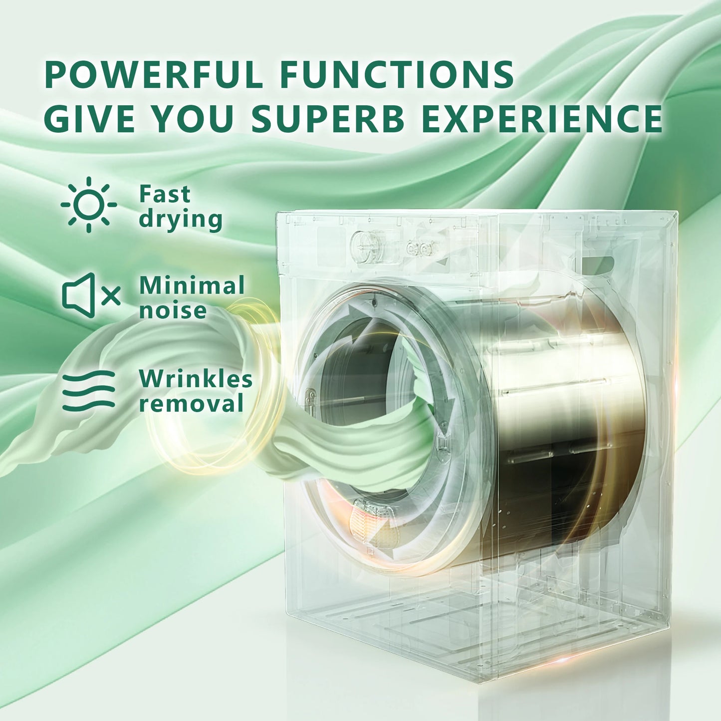 ICYGLEE Compact Dryer 1.8 cu. ft. Portable Clothes Dryers Four Function Small Dryer Machine Suitable for Apartments Dorm RVs