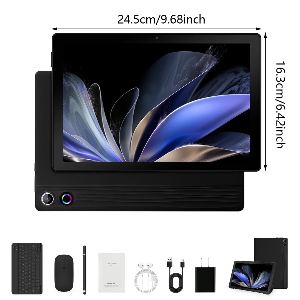 A10L 10Inch Tablet Android 14 12GB RAM 64GB ROM 1TB Expand WiFi6 Face Unlock HD IPS Screen Keyboard Mouse Stylus For PC Pad Gift