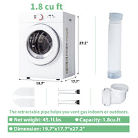 ICYGLEE Compact Dryer 1.8 cu. ft. Portable Clothes Dryers Four Function Small Dryer Machine Suitable for Apartments Dorm RVs