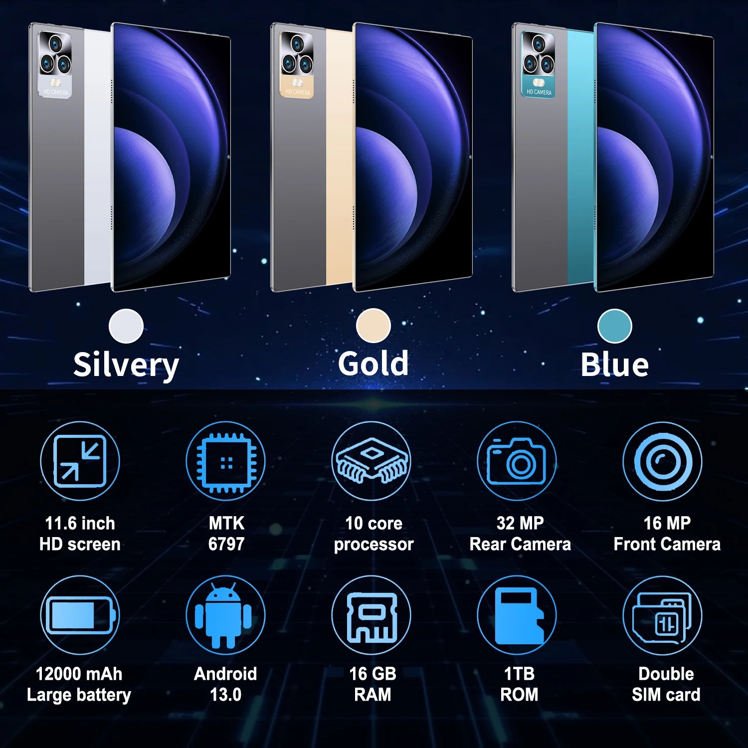 2025 Global Version 10.36 Inch Android 13.0 Tablet Android 16GB Ram 1TB Rom 16MP 32MP 12000mAh Network Bluetooth 5G WIFI Tablets