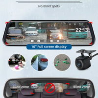 Jansite 10-inch 2.5K+1080P Car DVR Touch Screen Video Recorder Dual Lens Rear view Mirror Dash Cam Rear Camera Voice Control