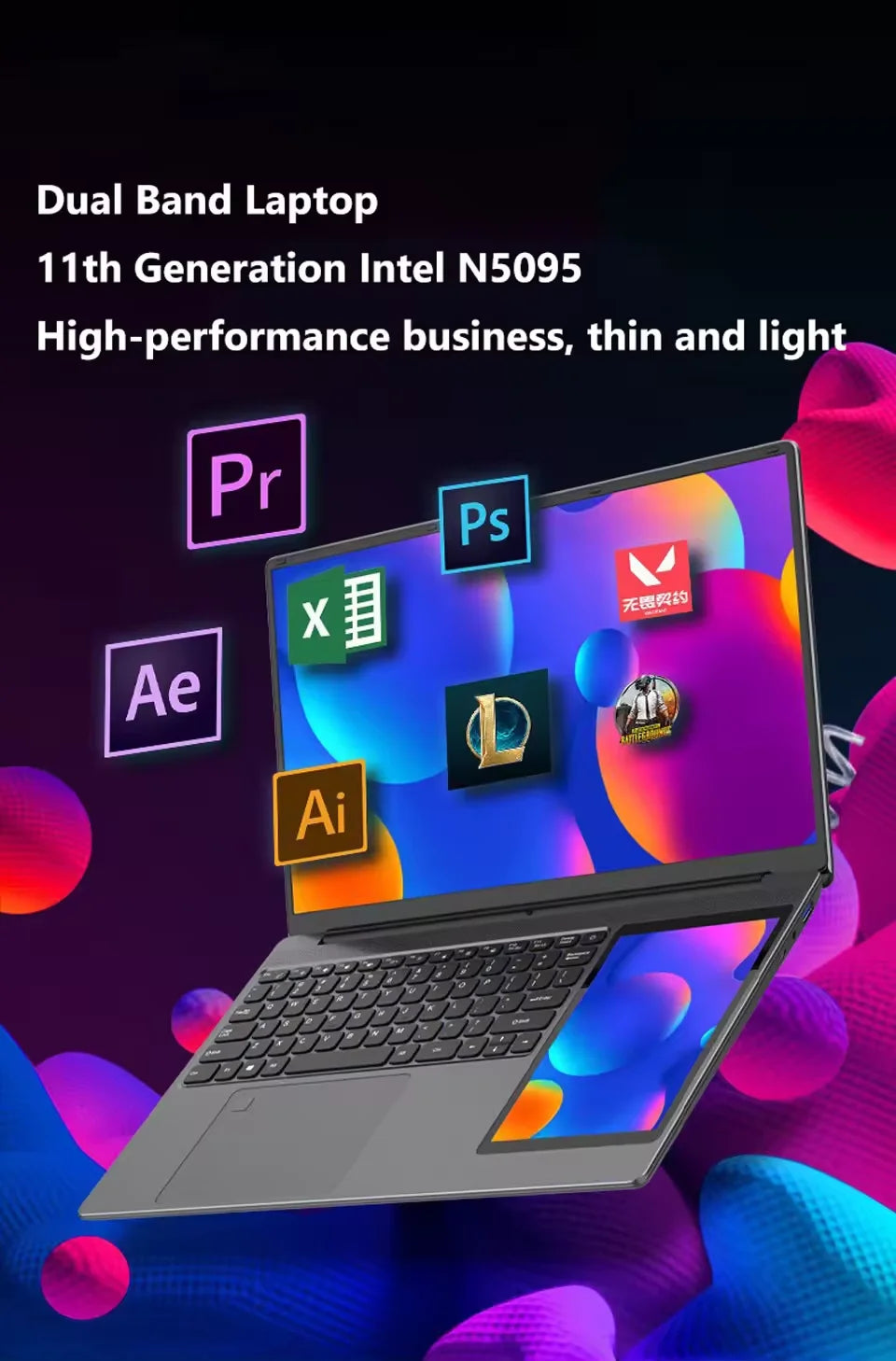 15.6 + 7 Inch Dual Screen Laptop 7 Inch Touch Screen Computer With RGB Backlit Keyboard
