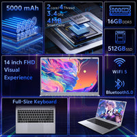 15.6" Laptop Computer Ordinateur 16GB+512GB Intel Pentium Gold 6500Y US Warehouse  Wholesale Laptop Portable Laptops Brand New