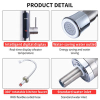 ATWFS Instant Water Heater Faucet Tankless Heaters Kitchen Hot Water Tap Bathroom Heating Electric 220v Stainless Steel Shell