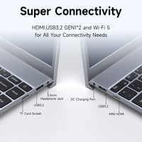 14" Laptop Computer 8GB RAM 256GB SSD Intel J3710 FHD IPS Display Fingerprint Wi-Fi 5 Windows 11 Laptop Business