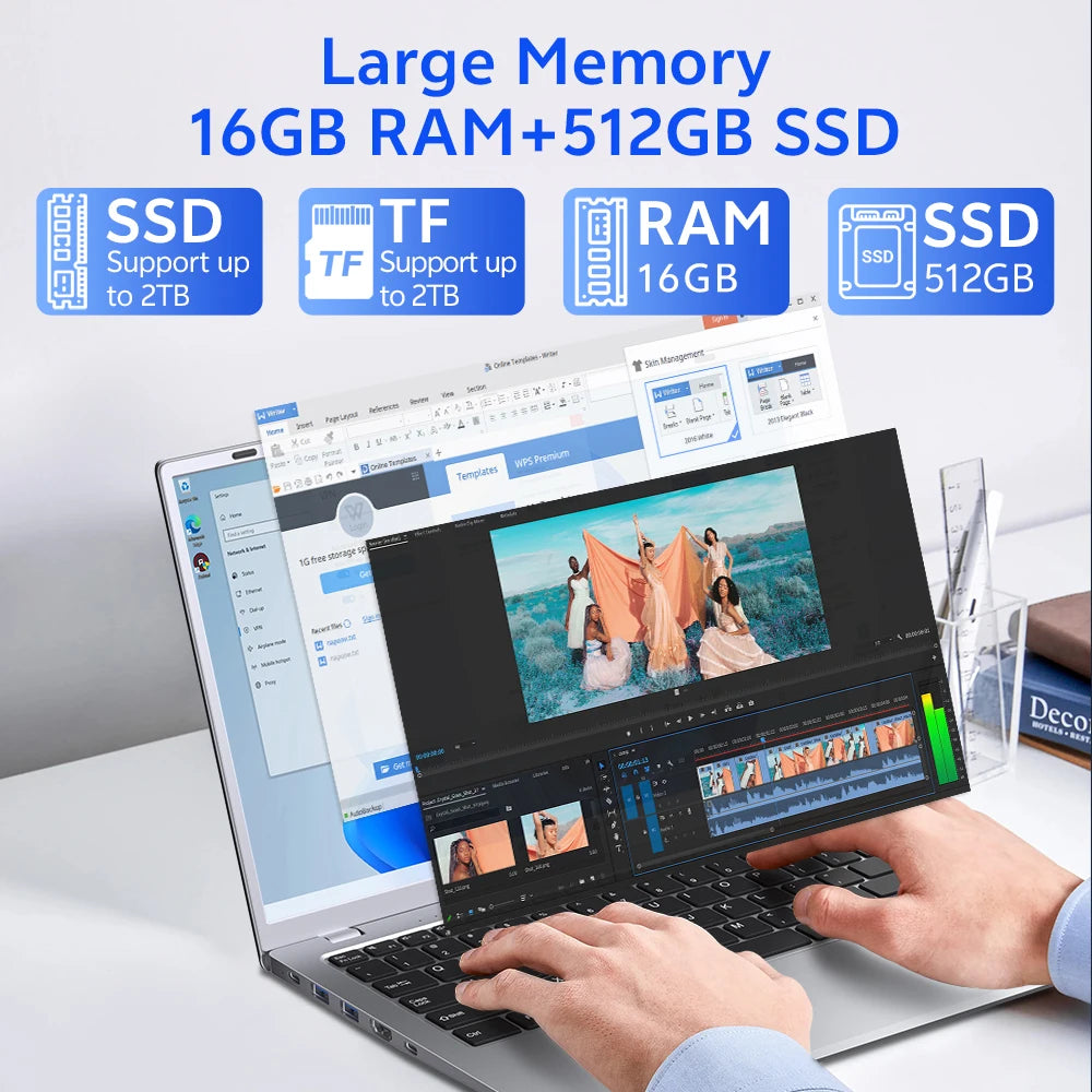US Warehouse 15.6" Laptop Intel 6500Y 16GB RAM 512GB SSD Windows 11 Pro Laptops Brand New Ordinateur Portable Laptops