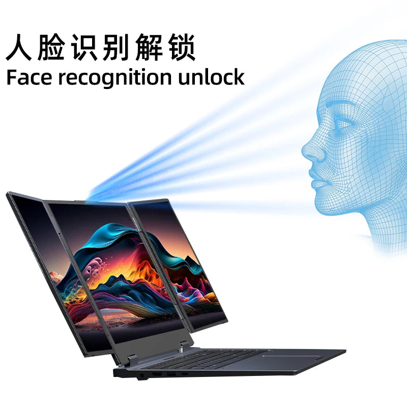 16 + 10.5 + 10.5 Inch Three Screen I7 12th Gen Business Office Laptop Computer