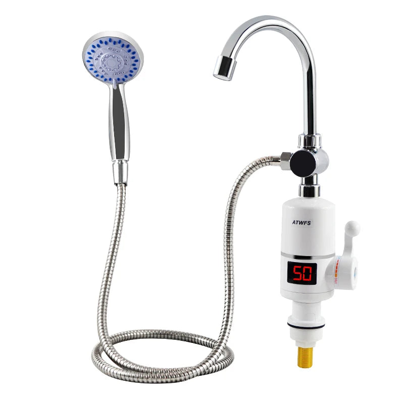 ATWFS Electric Fast Instant Water Heater Tap Bathroom Heaters Instant Hot Water Shower Faucet Heating With Temperature Display