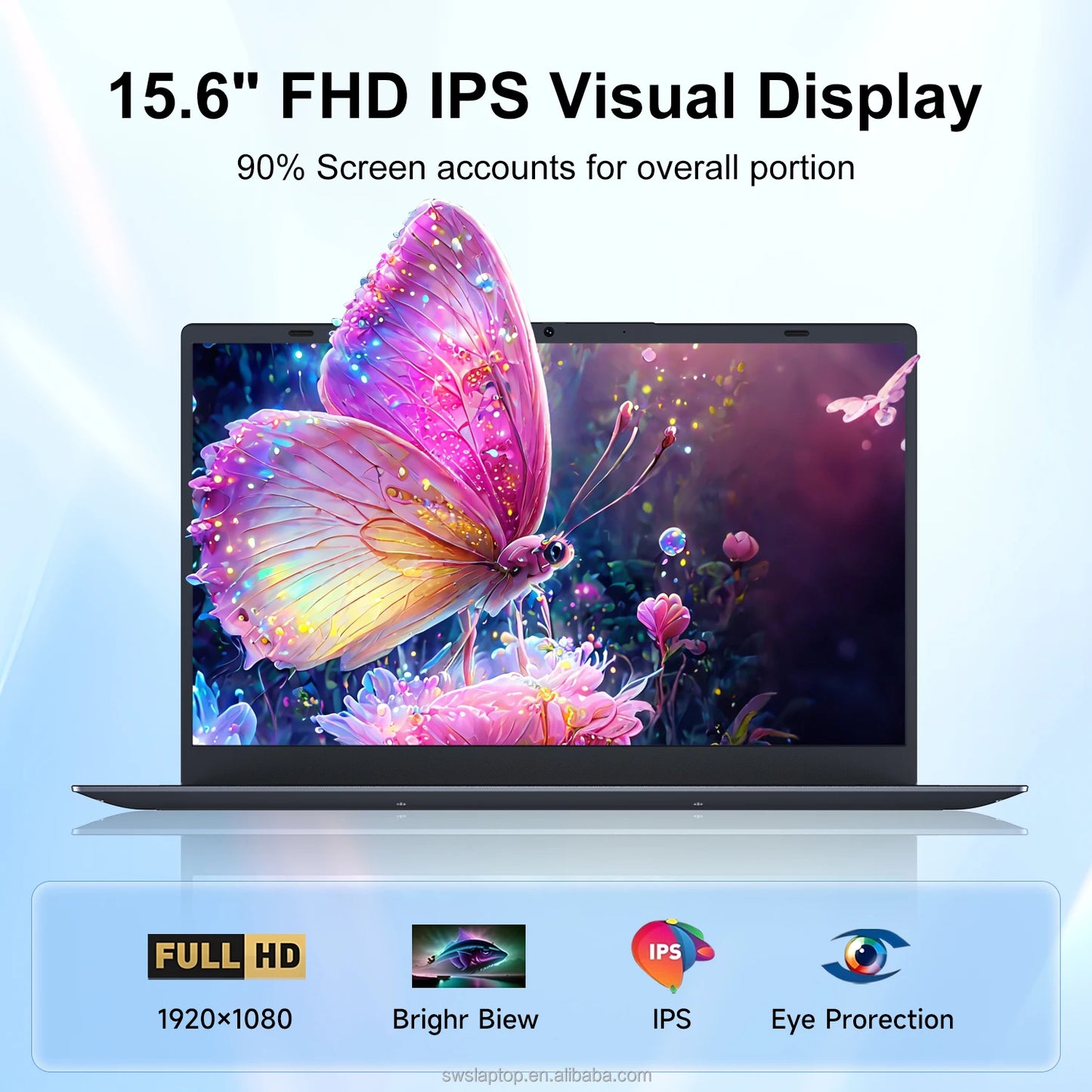 15.6" Laptop Computer 16GB RAM 512GB SSD Intel Celeron N5095 FHD IPS Display Fingerprint Wi-Fi 5 Windows 11 Laptop Business