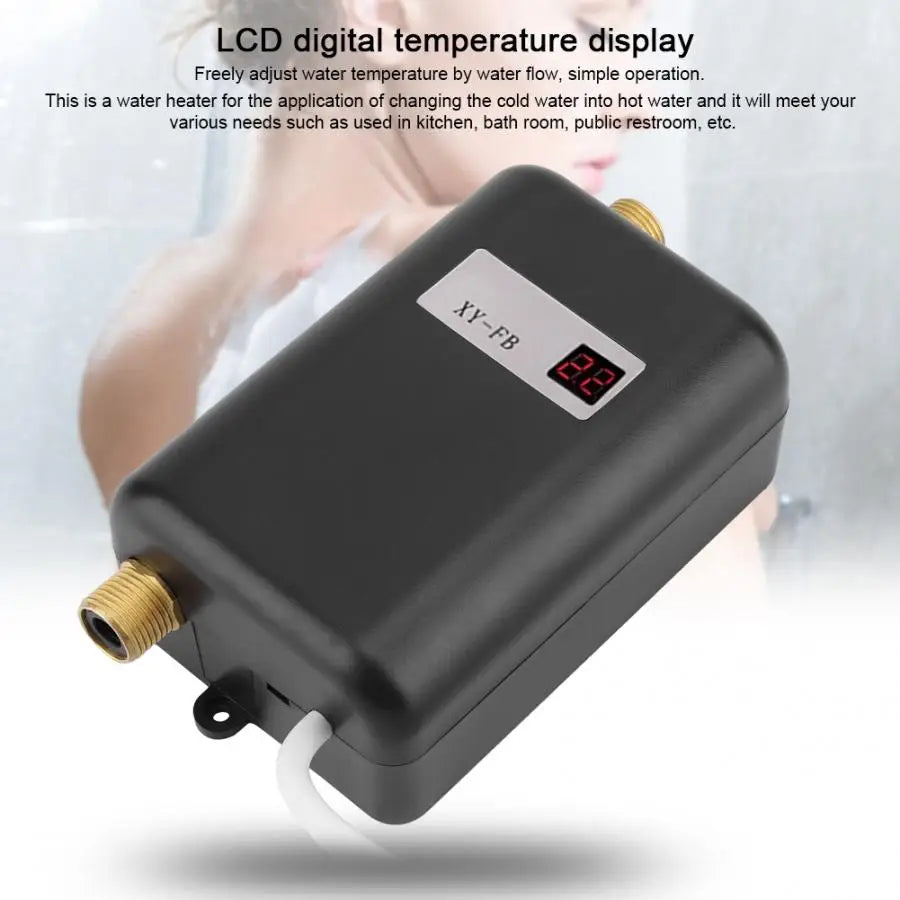 3000W Electric Water Heater Electric Tankless Water Heater LCD Digital Temperature Display Heating Shower 220-240V 50Hz