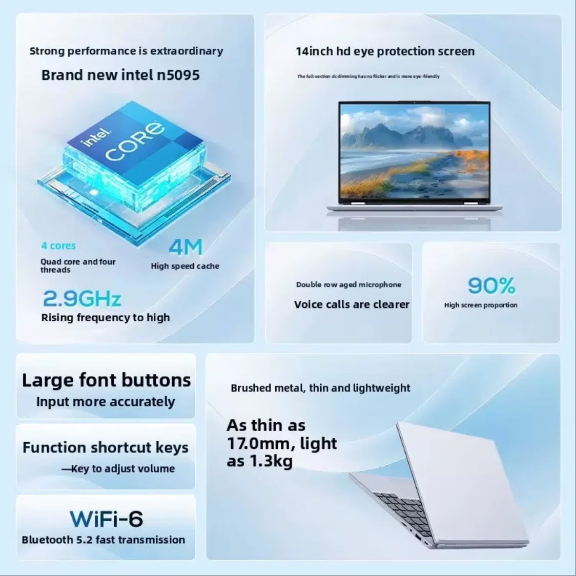 High Configuration 14 Inch Intel Core N5095 Business Laptops Notebooks for Notes Pc Computer Cheap University Portatil Laptop