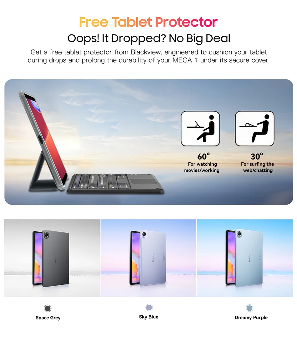 MEGA 1 Tablets Blackview 11.5 inch 2.4K 120Hz Display 8GB/12GB 256GB 50MP Camera 33W Fast Charging 8800mAh Battery MTK Helio G99