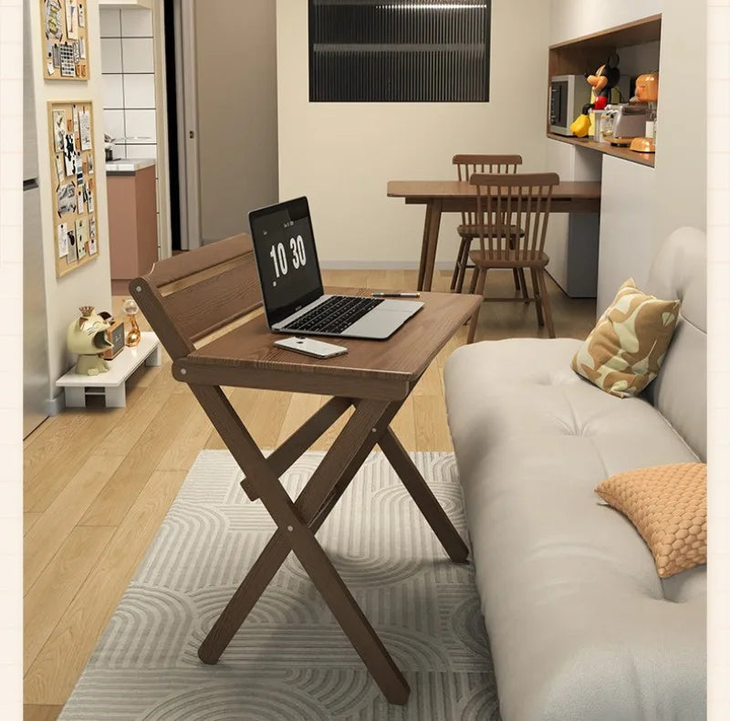Solid Wood Foldable Console Desk Simple Modern Bedside Computer Desk Portable Bedroom Living Room Writing Table Home Furniture