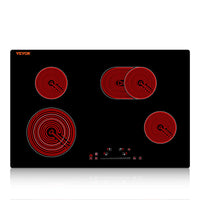 SucceBuy 2/4/5 Burners Built-in Induction Stove Top 12/24/30in Ceramic Glass Electric Cooktop For Household Commercial  Cooking