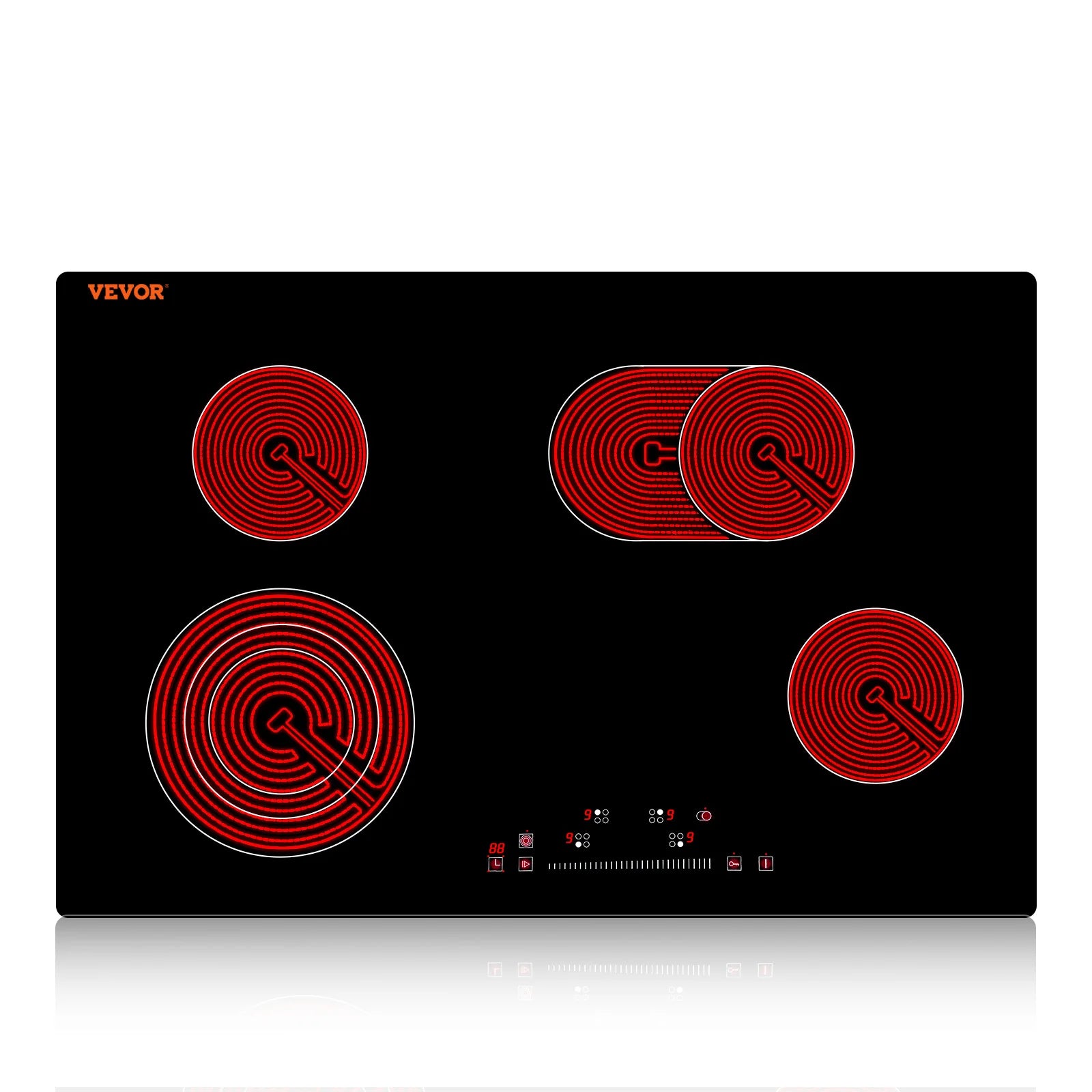 SucceBuy 2/4/5 Burners Built-in Induction Stove Top 12/24/30in Ceramic Glass Electric Cooktop For Household Commercial  Cooking