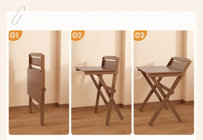 Solid Wood Foldable Console Desk Simple Modern Bedside Computer Desk Portable Bedroom Living Room Writing Table Home Furniture