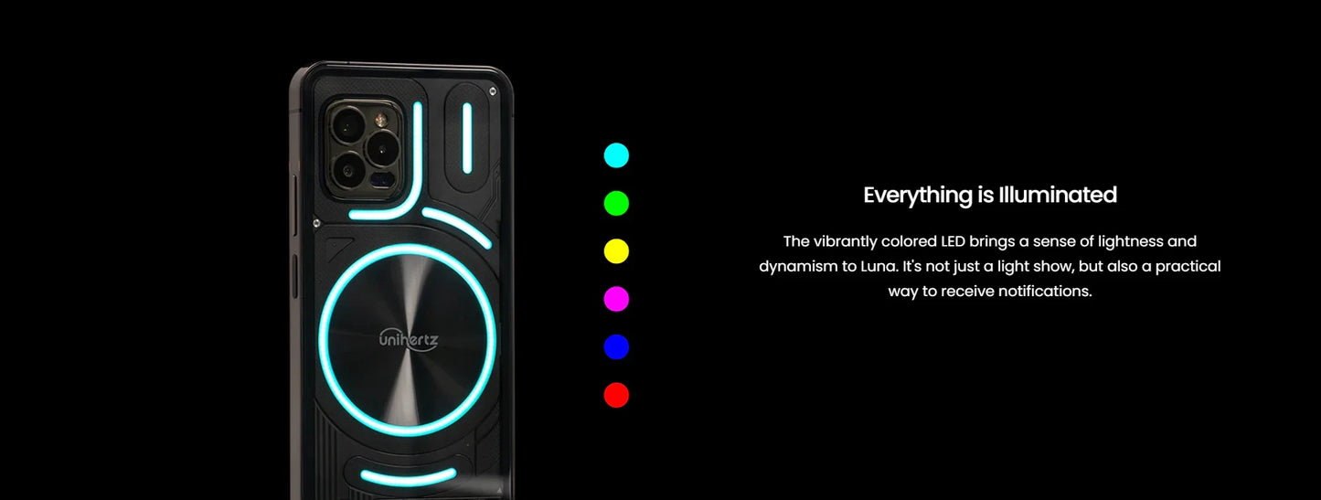 Unihertz Luna Smartphone Rhythm Ambient LED strip Music Phone 8GB RAM 256GB ROM 108MP G99 Mobile Phone Night Vision Cellphone