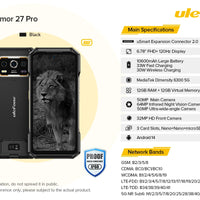 Ulefone Armor 27 Pro 5G Rugged Phone 10600mAh Smartphone 50MP Camera 64MP Night Android 14 Up to 24GB+256GB NFC Waterproof Phone