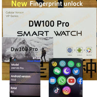 DW100 Pro Smartwatch Fingerprint Unlock control Smart Watch 256GB Storage ROM Free Download App WIFI GPS WIFI 2.29inch Amoled