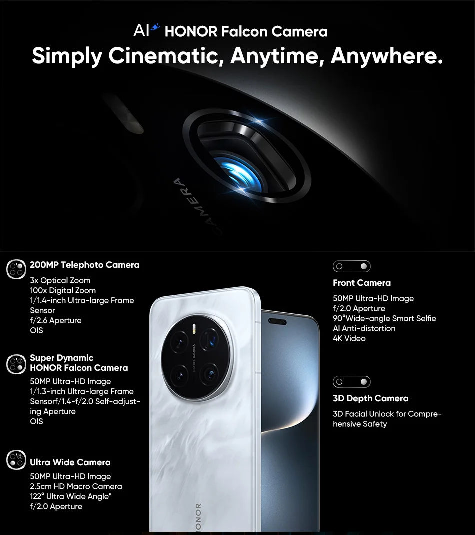 2025 New Original HONOR Magic7 Pro Global Version 5G Smartphone Snapdragon 8 Elite 6.8''120Hz LTPO Display 100W Fast Charge IP69